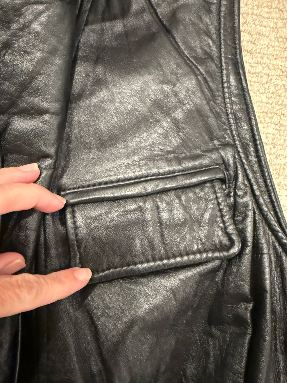 VINTAGE 1980’s 1990’s genuine leather belted vest sleeveless jacket 4 Ever brand - Picture 7 of 16